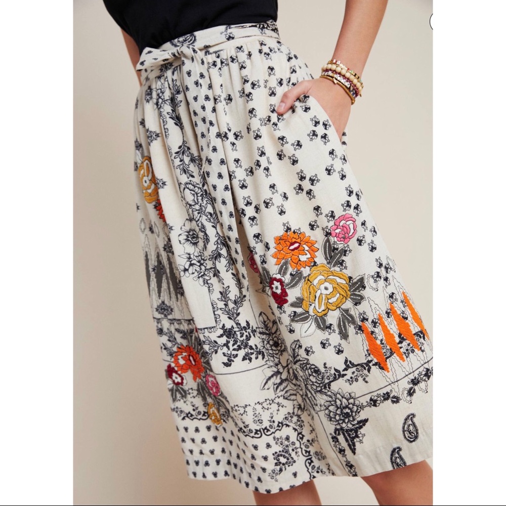 Anthropologie Vineet Bahl Devi Embroidered Midi Skirt NWT New S - Picture 6 of 16